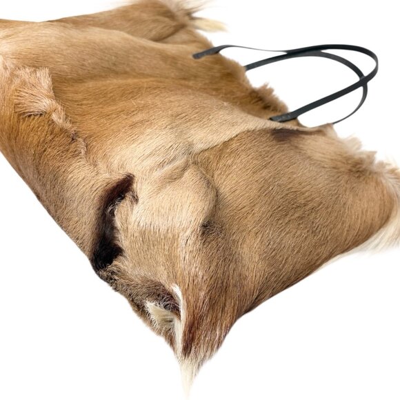 FENDI Vintage Gazelle Hair Fur Shoulder Tote Large Bag Beige Brown FF [106228] - Picture 8 of 14